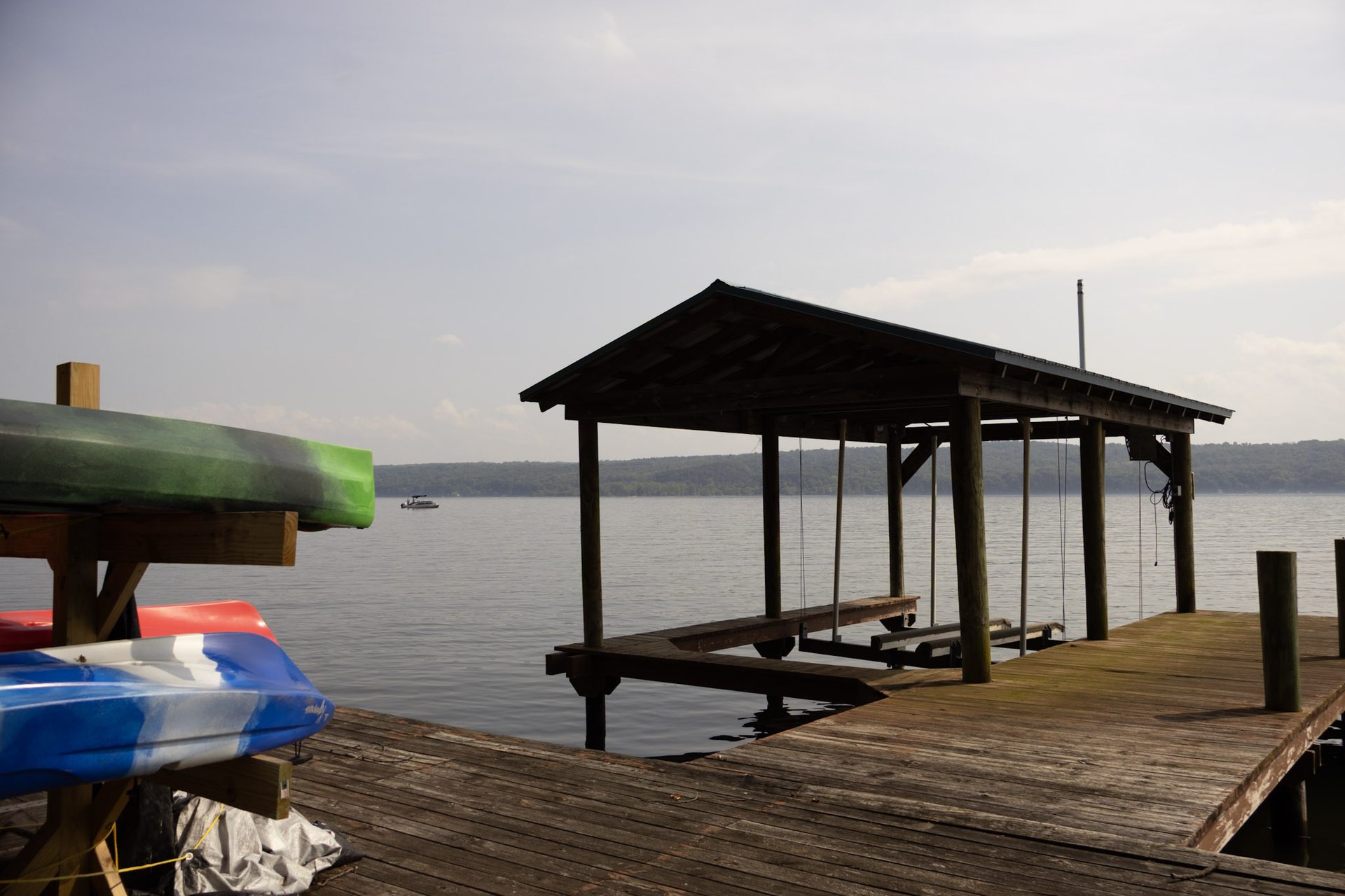Private dock with boat lift